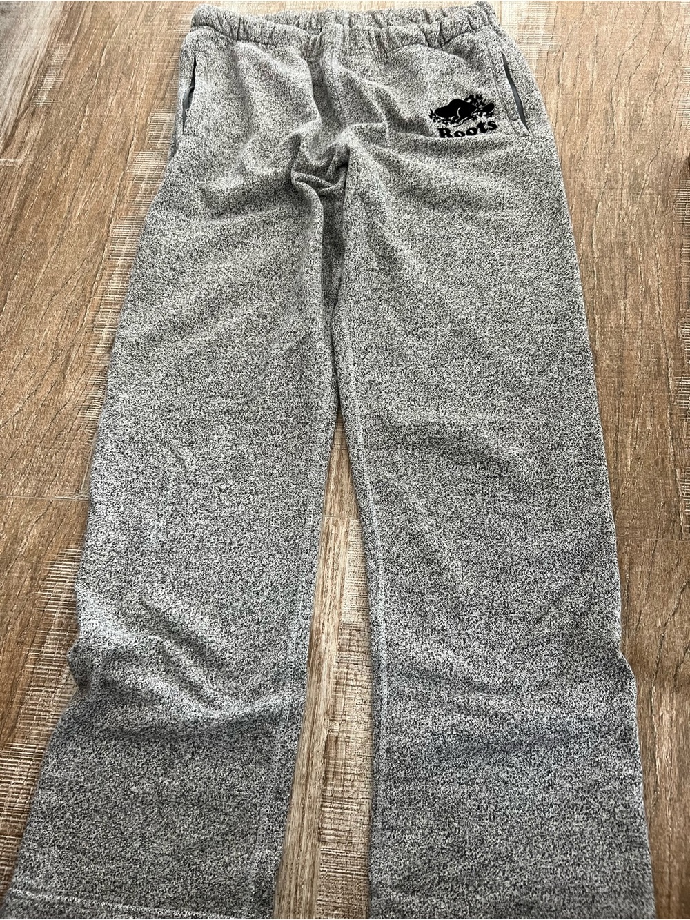 Roots Heather Grey Fleece Lounge Pants with Logo